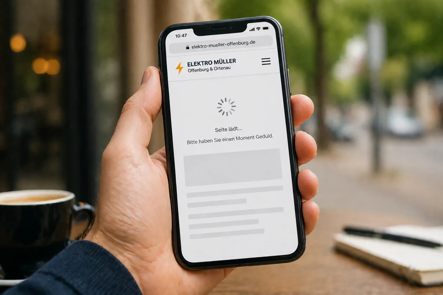 Langsame Handwerker Website auf Smartphone