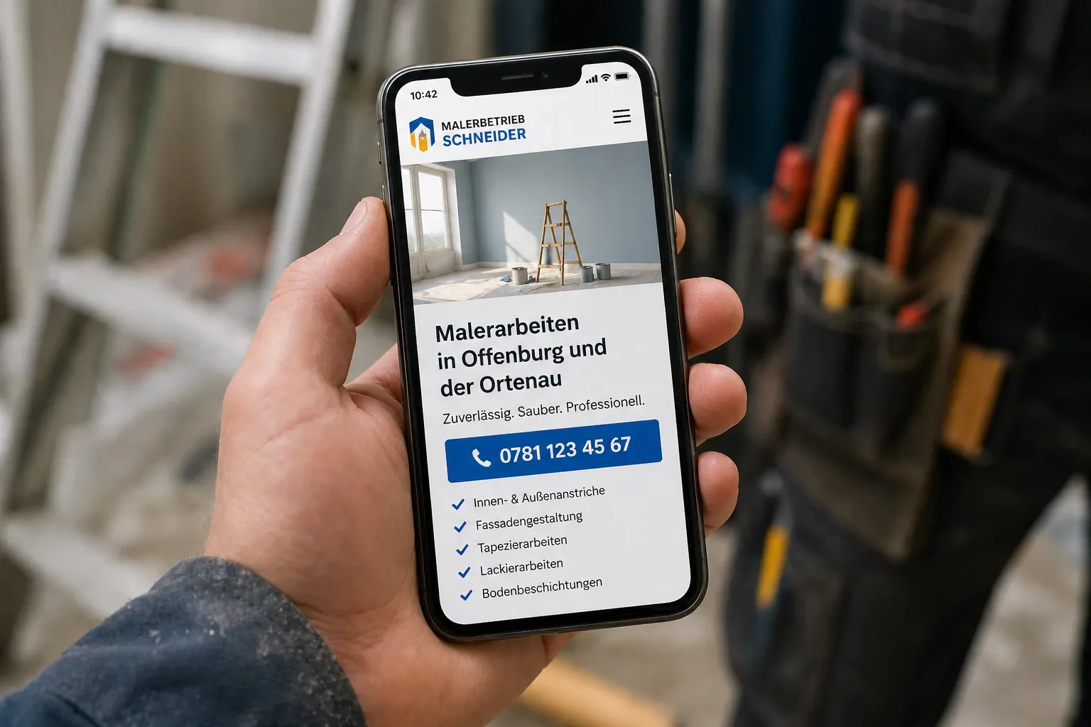 Telefonnummer sofort sichtbar auf Handwerker Website
